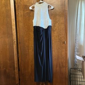 Beading/sequined white top black skirt bottom. Ralph Loren dress. Size 10.